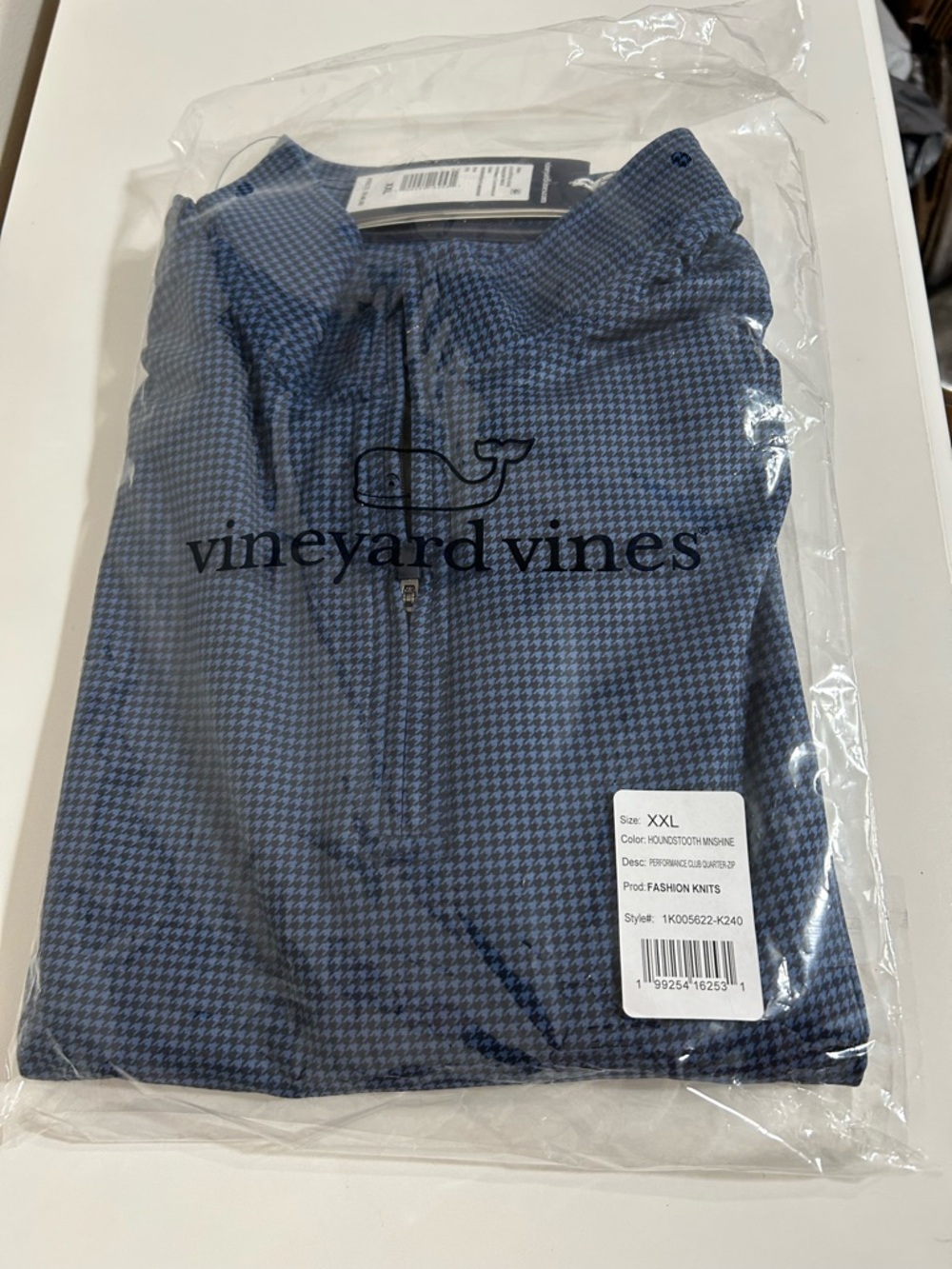 NWT Vineyard Vines Men’s Houndstooth Performance Quarter Zip, Long Sleeves - Picture 3 of 7